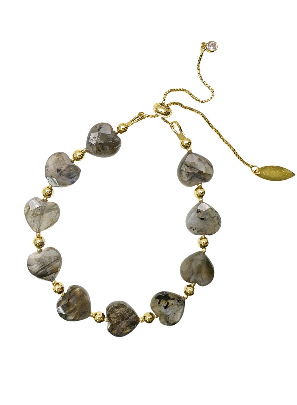 Heart Shaped Labradorite Adjustable Bracelet LB019