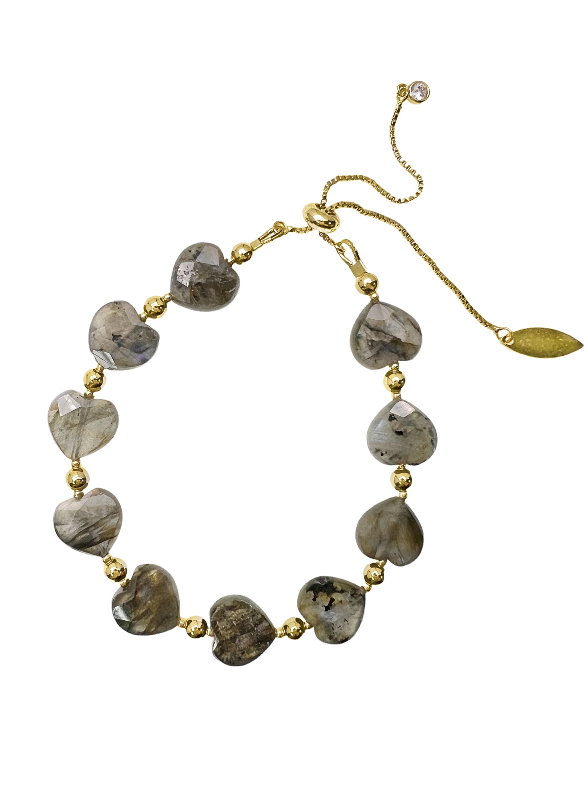 Heart Shaped Labradorite Adjustable Bracelet LB019
