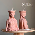 Caryatid Statue Candle: Sculptural Soy Wax Pillar Candle